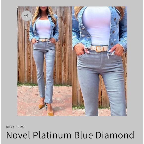 Bevy Flog Navel Platinum Blue Diamond Pants Womens 25 $220 Retail - Picture 1 of 8
